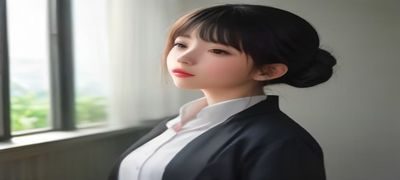 制服诱惑影视剧场景，职场环境中女主角身着职业套装，背景是现代化办公室，光线明亮专业